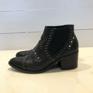 André Assous Studded Leather Black Ankle Boot 7